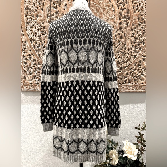 Lara Knit Black & Gray Mohair Wool Sweater Cardigan, Made in Italy 🇮🇹 - size M - Picture 2 of 12